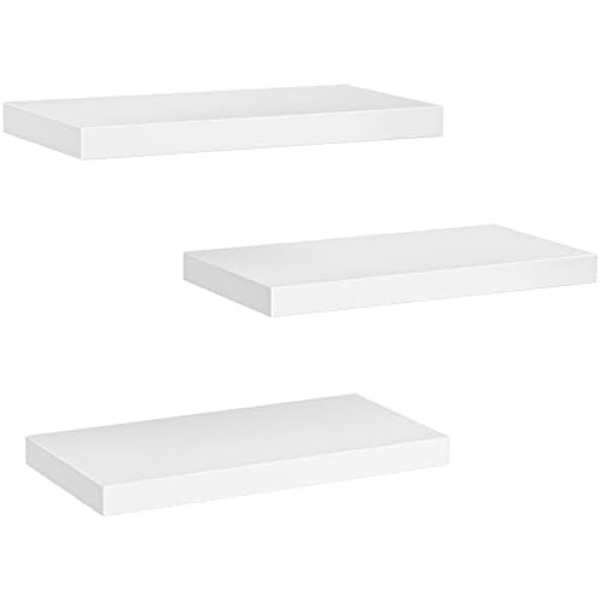 Amada White Floating Shelves Invisible Wall Mounted 3 Sets, Modern Faux Wood