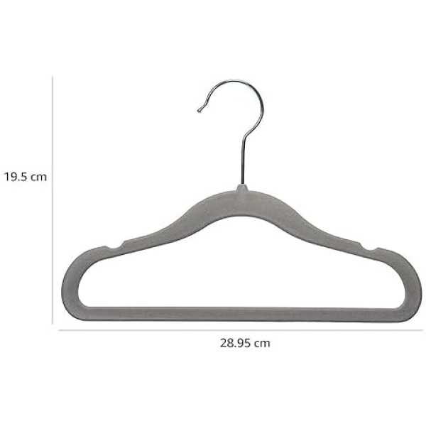 Amazon Basics Kids Velvet, Non-Slip Clothes Hangers, Gray - Pack of 30 - Image 4