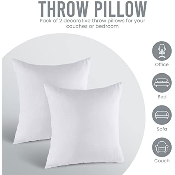 Utopia Bedding Throw Pillows (Pack of 2, White) - 18 x 18 Inches Bed and Couch - Image 6