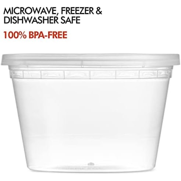 Deli Food Containers with Lids - (48 Sets) 24-32 Oz Quart Size & 24-16 Oz Pint - Image 4