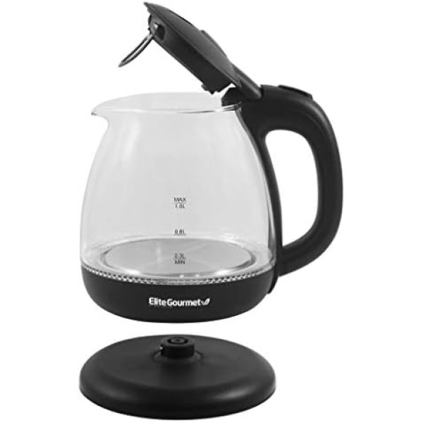 Elite Gourmet EKT1001B Electric BPA-Free Glass Kettle, Cordless 360° Base - Image 6