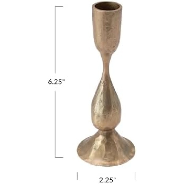 Creative Co-Op Hand-Forged Metal Taper, Antique Brass Finish Candle Holder - Image 2