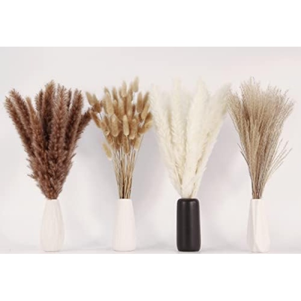 Dried Pampas Grass Decor, 100 PCS Pampas Grass Contains Bunny Tails Dried - Image 2