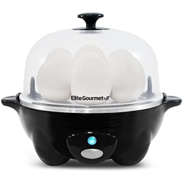 Elite Gourmet EGC-007B# Rapid Egg Cooker, 7 Easy-To-Peel, Hard, Medium