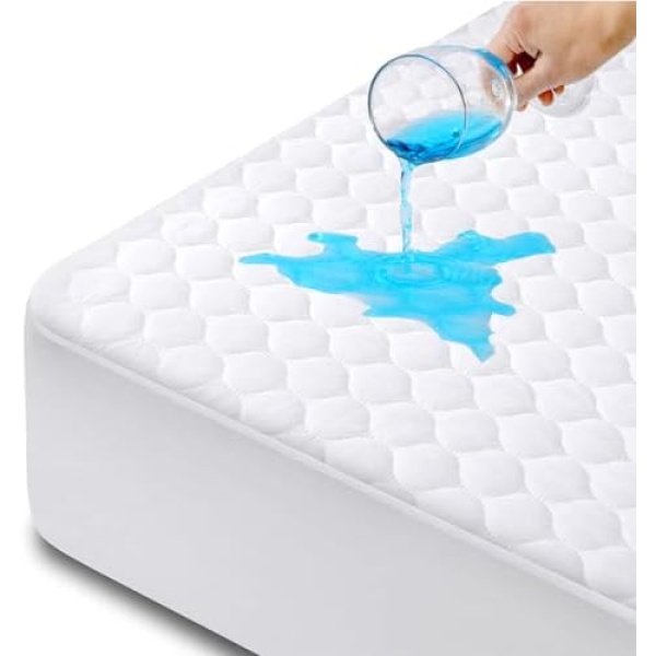 100% Waterproof Mattress Protector Queen, HYMOKEGE Quilted Mattress Cover