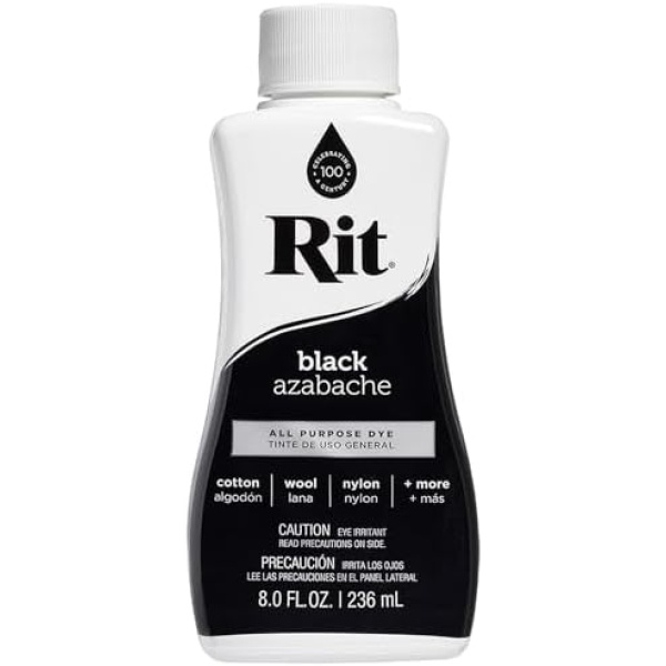 Rit Dye 88150 All Purpose Liquid Dye, Black, 8 Fl Oz