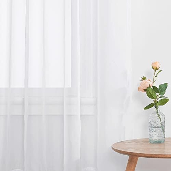 NICETOWN White Sheer Curtains for Bedroom - 84 Inches Long Rod Pocket Solid - Image 4