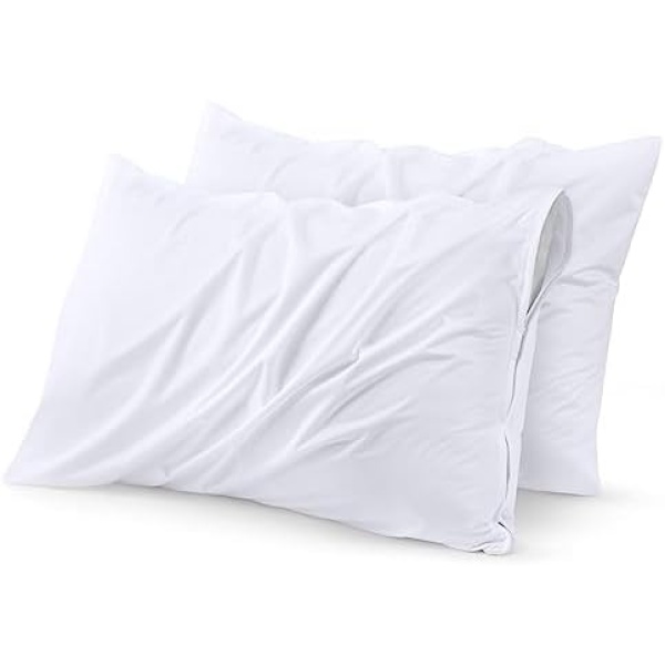 Utopia Bedding Waterproof Pillow Protector Zippered (2 Pack) Queen