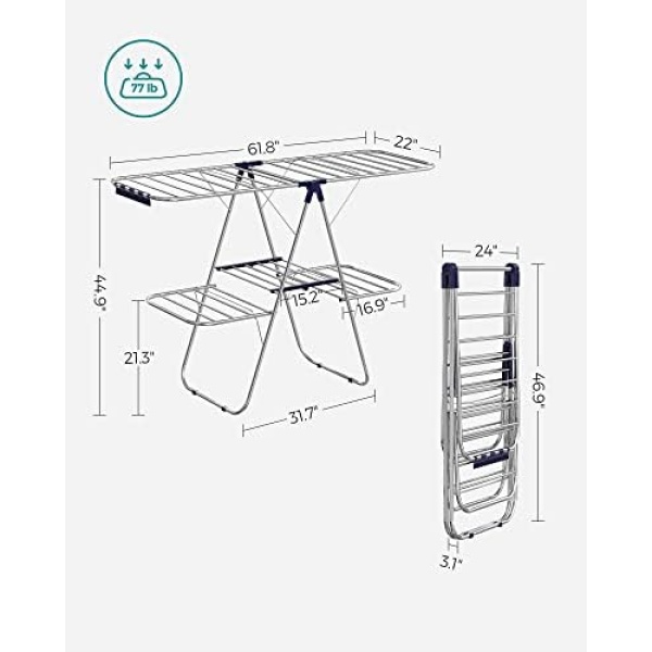 SONGMICS Clothes Drying Rack, Laundry Drying Rack, Free-Standing Drying Rack - Image 6