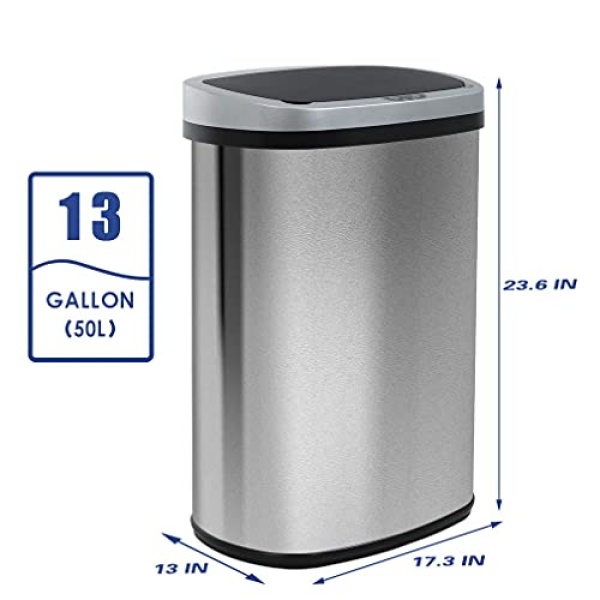 13 Gallon Sensor Garbage Can Kitchen with Lid, Stainless Steel 50L Automatic - Image 6