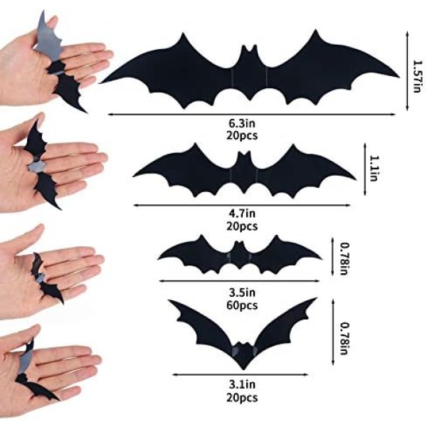 DIYASY Bats Wall Decor,120 Pcs 3D Bat Halloween Decoration Stickers for Home - Image 2