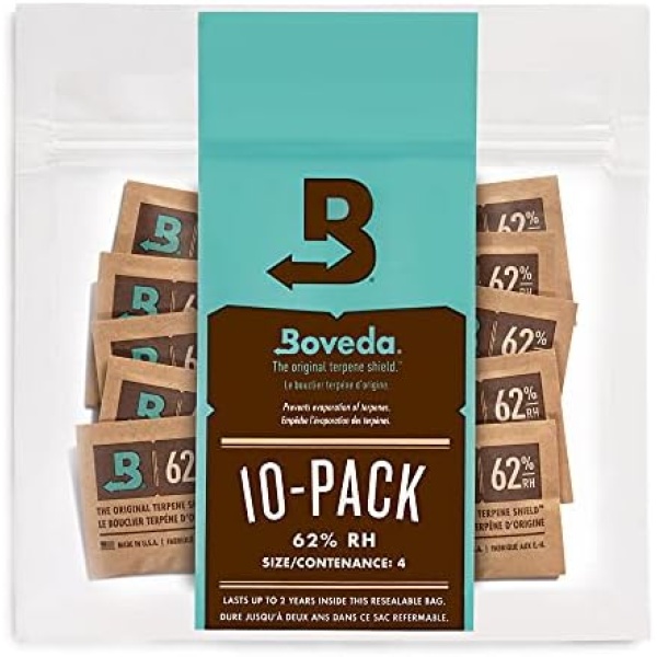 Boveda 62% Two-Way Humidity Control Packs For Storing ½ oz – Size 4 – 10 Pack