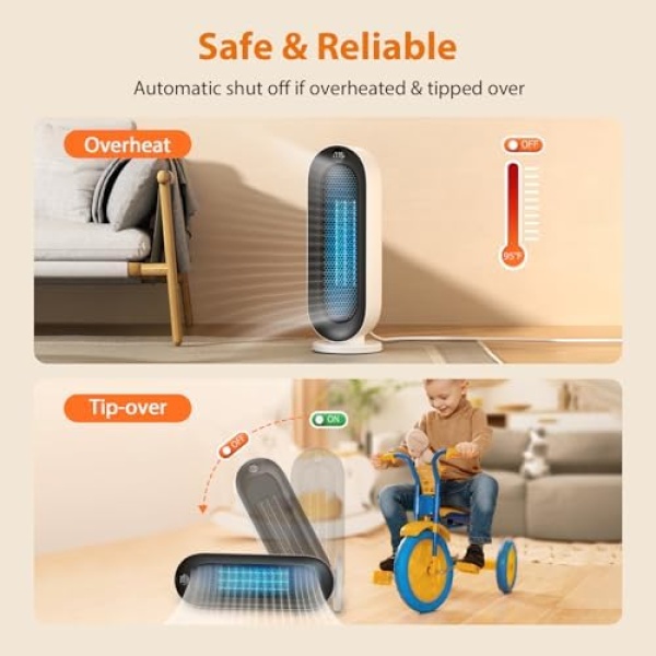 Space Heater, Ilake Space Heater for Indoor Use with ECO Mode, 1500W Ceramic - Image 6