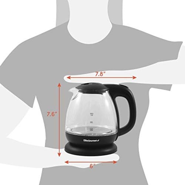 Elite Gourmet EKT1001B Electric BPA-Free Glass Kettle, Cordless 360° Base - Image 7