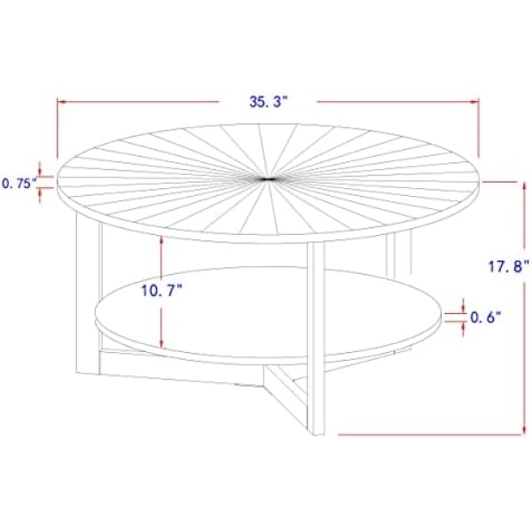 Gexpusm Round Wood Coffee Table, Natural Wood Coffee Table, Round Solid Wood - Image 2