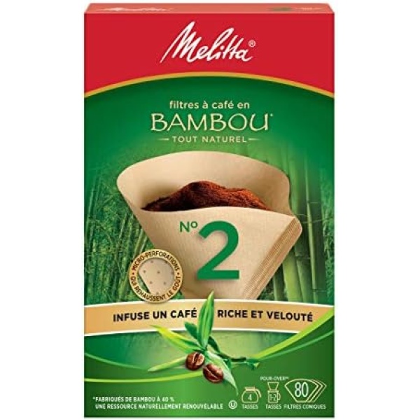 Melitta 625100 Bamboo Coffee Filters, Bamboo No 2, 80-Count Boxes, Green - Image 2