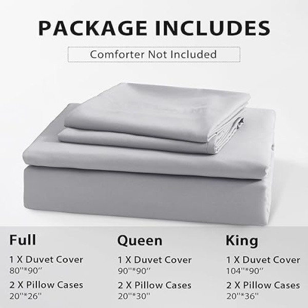 SASTTIE Duvet Cover Queen, Light Grey Queen Size Duvet Cover Set, Soft Duvet - Image 8