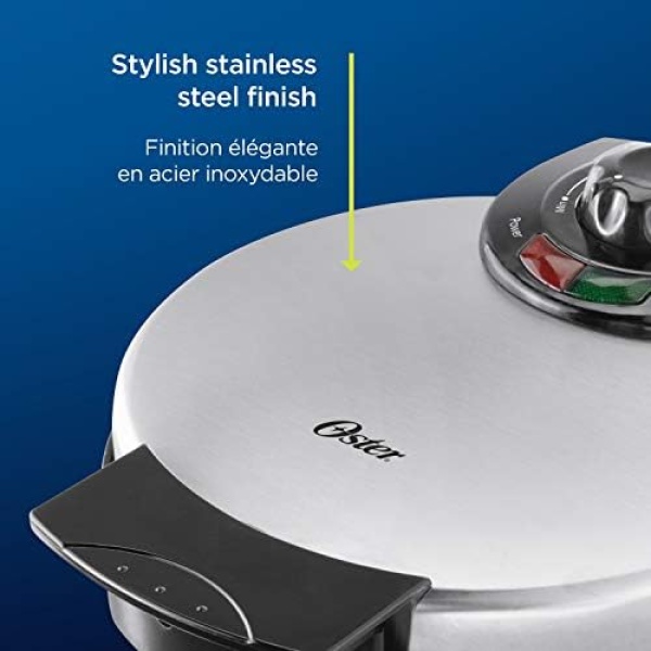 Oster Belgian Waffle Maker, 8", Stainless Steel - Image 5