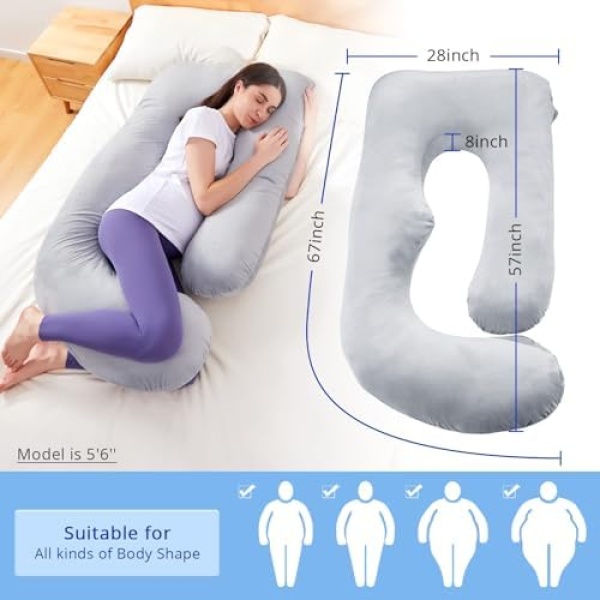 SASTTIE Pregnancy Pillow for Sleeping, Maternity Pillow for Pregnant Women, 60'' - Image 4