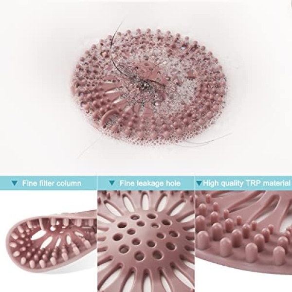 Hair Catcher Durable Silicone Hair Stopper Shower Drain Covers Easy to Install - Image 3