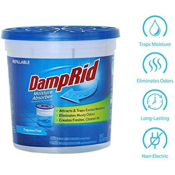 DampRid Fragrance Free Refillable Moisture Absorber - 10.5oz Cup Traps Moisture - Image 4
