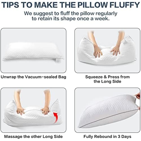 Pillows Queen Size 2 Pack for Bed Sleeping - Hotel Pillow for Side Stomach - Image 3