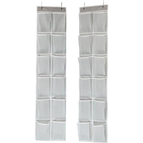 SimpleHouseware 24 Pockets - 2PK 12 Large Pockets Over Door Hanging Shoe