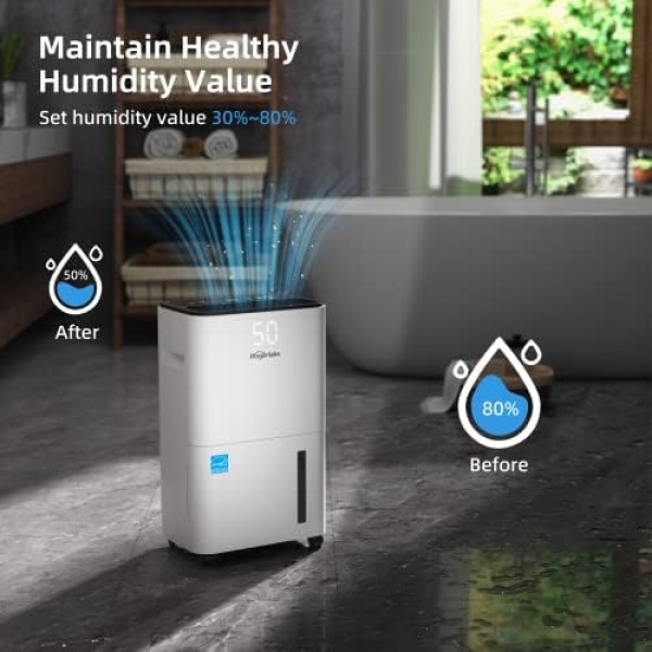 HOGARLABS 3500 Sq. Ft 50 Pint Energy Star Dehumidifier for Home Basements - Image 3