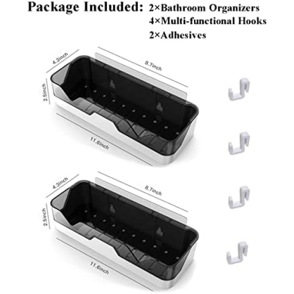 WeshyiGo 2-Pack Shower Caddy, Separable Shower Organizer with 4 Hooks - Image 6