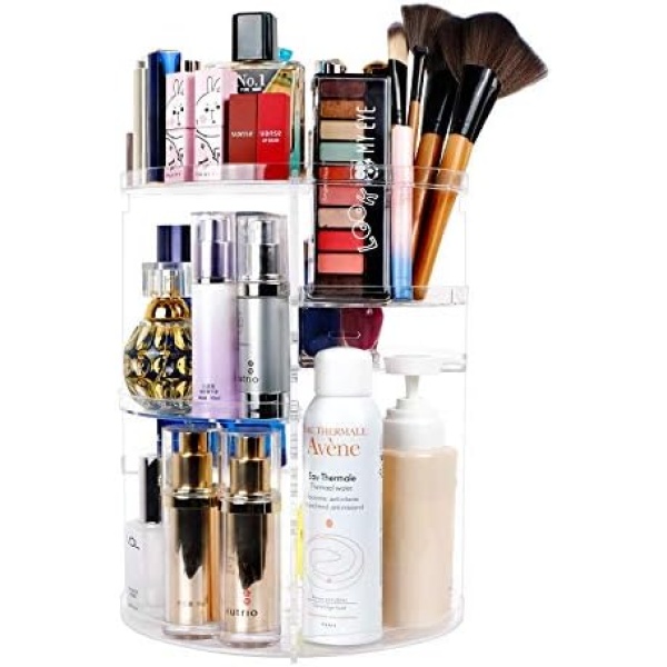 sanipoe 360 Spinning Makeup Organizer, Lazy Susan Rack Cosmetic Carousel Storage