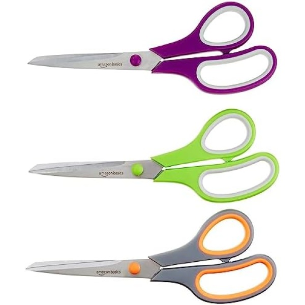 Amazon Basics Multipurpose Office Scissors - 3-Pack