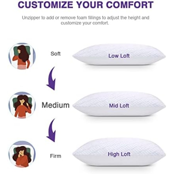 Wishsmile Cooling Shredded Memory Foam Pillows for Sleeping Cool Cold Pillow - Image 4