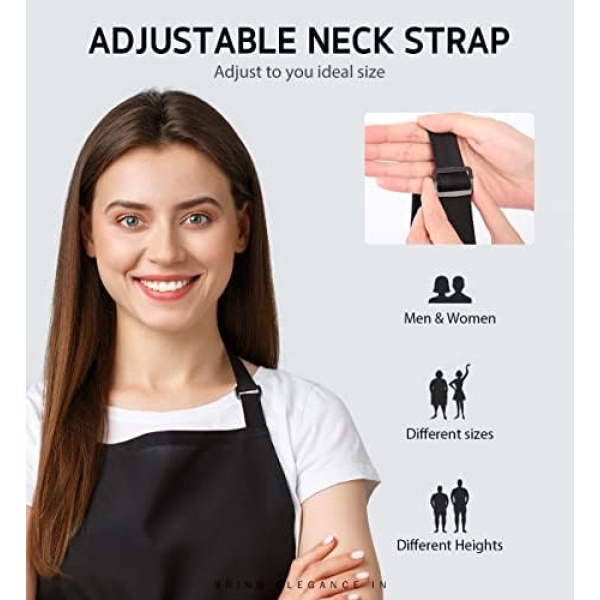 Syntus 2 Pack Adjustable Bib Apron Waterdrop Resistant with 2 Pockets Cooking - Image 5