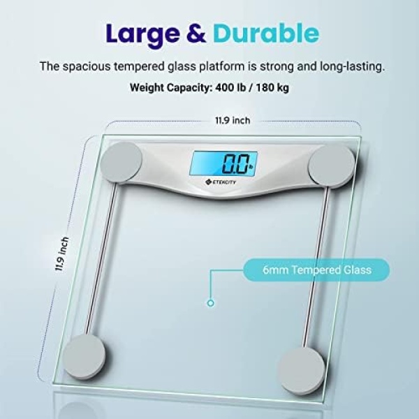 Etekcity Digital Body Weight Bathroom Scale, Large Blue LCD Backlight Display - Image 4