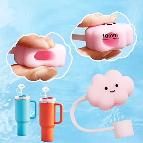 Wlitqukk 4Pcs Straw Cover Food Grade Silicone Dust-Proof Accessories Cloud - Image 7