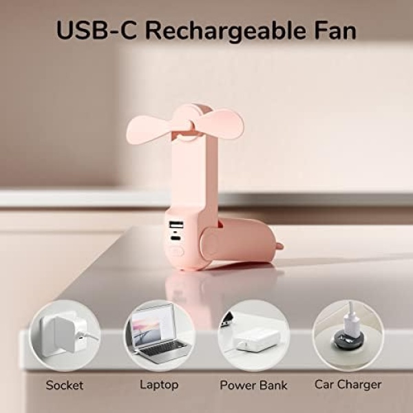 JISULIFE Handheld Mini Fan, Portable 3 IN 1 Hand Fan, Small Pocket Fan - Image 5