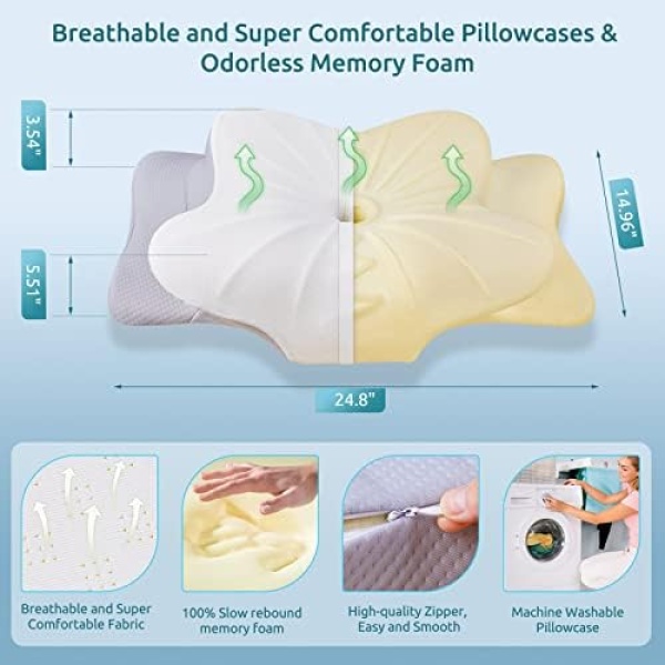 Cervical Pillow for Neck Pain Relief,Contour Memory Foam Pillow for - Image 3