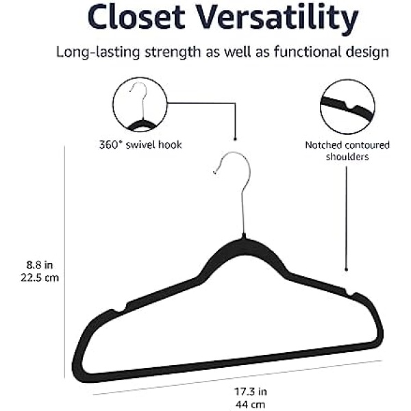 Amazon Basics Velvet Suit Hangers - 30-Pack, Black - Image 5