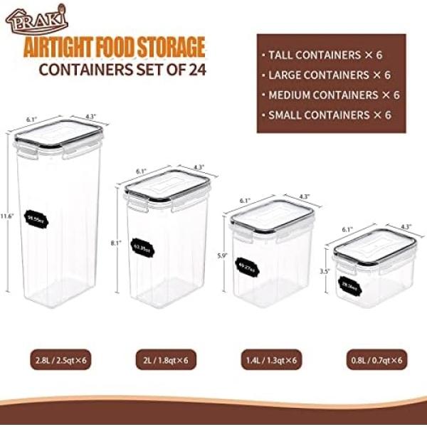 Airtight Food Storage Containers Set with Lids, 24 PCS Clear Kitchen Pantry - Image 2