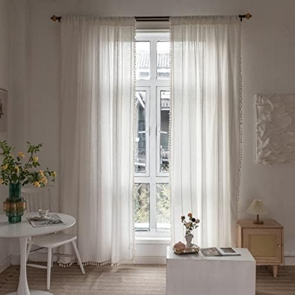 BCLBUSTE Boho Curtains Semi-Blackout Window Curtains 84 Inch 2 Pannels - Image 8