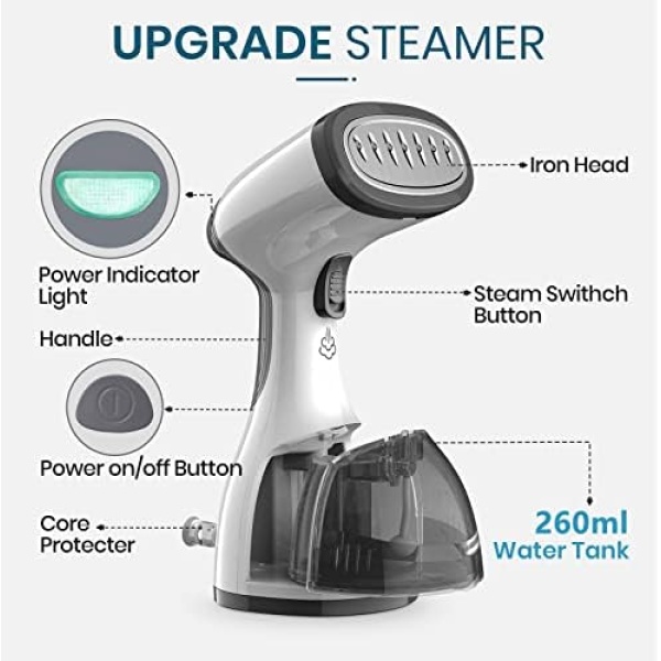 Steamer for Clothes, Kolohoso 1500W Fast Heat Up Handheld Garment Steamer - Image 2