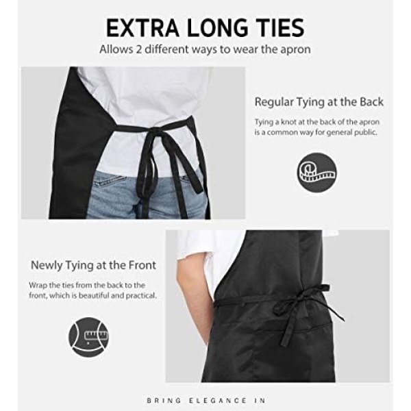 Syntus 2 Pack Adjustable Bib Apron Waterdrop Resistant with 2 Pockets Cooking - Image 6