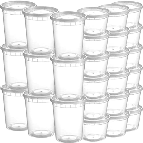 Deli Food Containers with Lids - (48 Sets) 24-32 Oz Quart Size & 24-16 Oz Pint - Image 3
