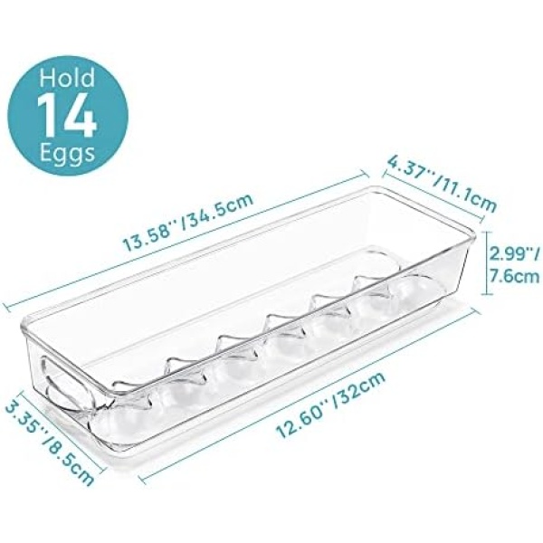 Vtopmart 2 Pack Egg Holder for Fridge, 14 Eggs Stackable Plastic Egg Tray - Image 7