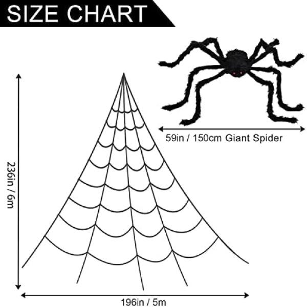 Halloween Decorations Outdoor, 236" Spider Web+ 59'' Giant Spider Halloween - Image 6