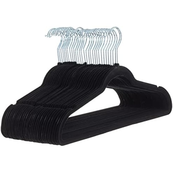 Amazon Basics Velvet Suit Hangers - 30-Pack, Black
