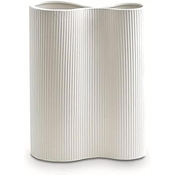 Luxe Infinity White Vase, 9” White Ceramic Vase, Modern Flower Vases