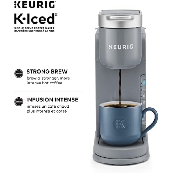 Keurig K-Iced Single Serve K-Cup Pod Coffee Maker, Featuring Simple Push Blue - Image 5