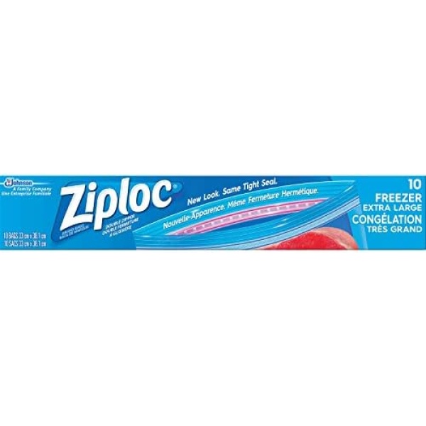 Ziploc Extra Large Food Storage Freezer Bags with Double Zipper Seal