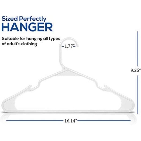 Utopia Home Pack of 50 White Plastic Hangers for Clothes - Space Saving Clothes - Image 2